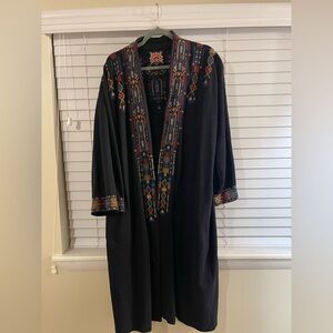 Johnny Was Embroidered Black Duster